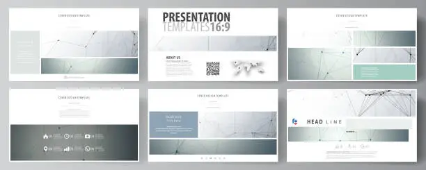 Vector illustration of Business templates in HD format for presentation slides. Abstract vector layouts in flat design. Genetic and chemical compounds. DNA and neurons. Medicine, chemistry, science or technology concept