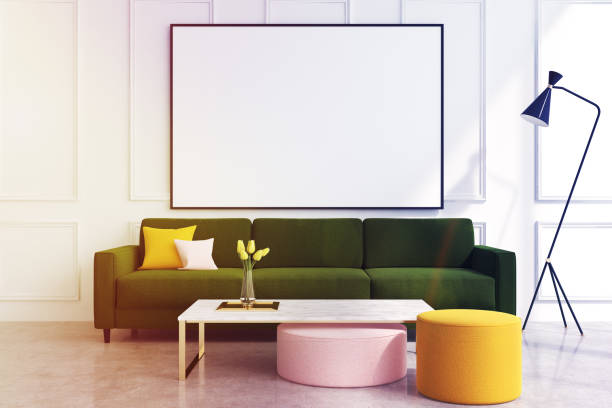 istock White living room, green sofa toned 814730790