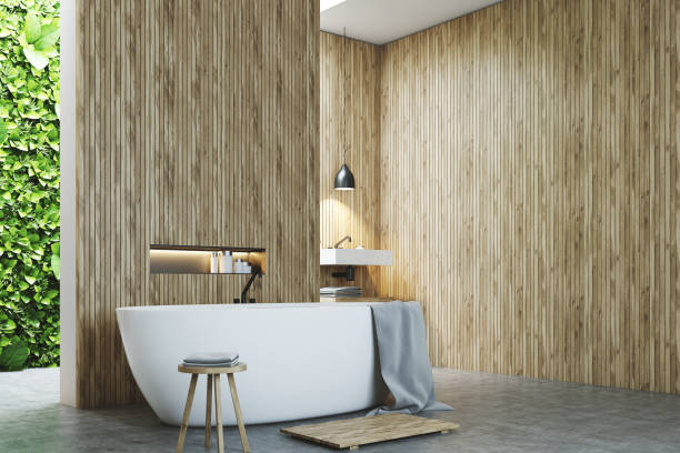 istock Eco bathroom corner, a sink and wood 814730866