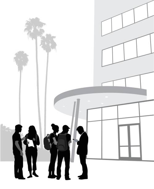 florida college-campus - silhouette student teenager university stock-grafiken, -clipart, -cartoons und -symbole