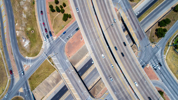 istock Austin , TX Interstate and Highway Intersections and Crossroads near Urban Sprawl Dense transportation Overpass travel System 814772248