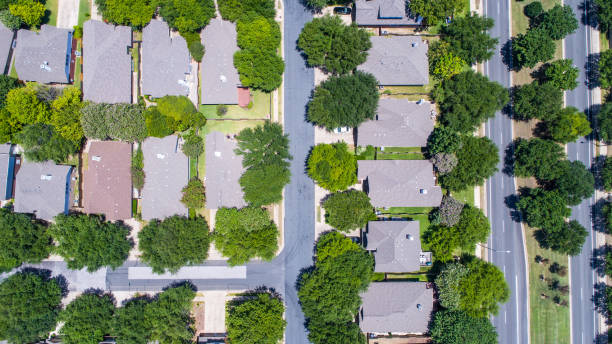 istock Straight down Drone Angle Austin Texas Massive Suburb Neighborhood Aerial Drone view thousands of Homes at Scotfield 814772302