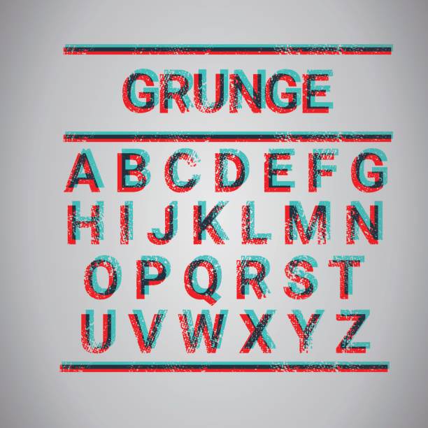 grunge alphabet capital letters collection text font set - rubber stamp alphabet typescript grunge stock illustrations