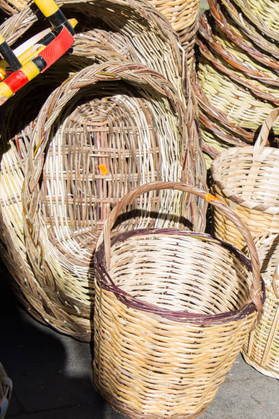 istock Empty wicker baskets for sale in a market place 814796206