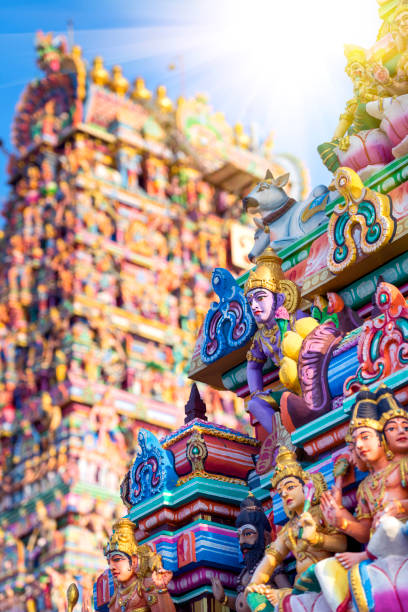 Beautiful view of colorful gopura in the Hindu Kapaleeshwarar Temple,chennai, Tamil Nadu, South India Beautiful view of colorful gopura in the Hindu Kapaleeshwarar Temple,chennai, Tamil Nadu, South India relieves stock pictures, royalty-free photos & images