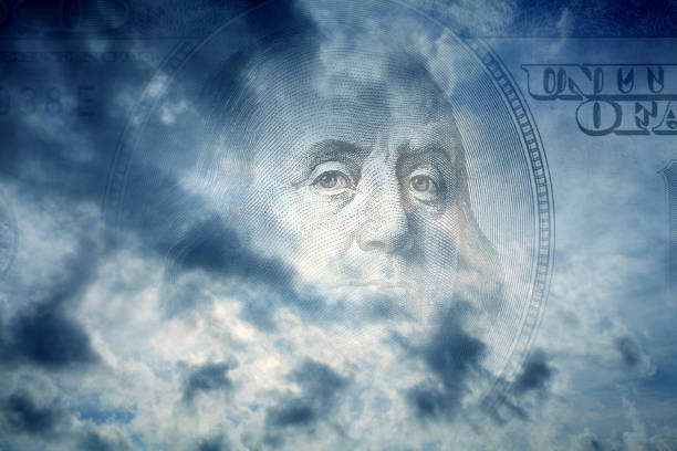 conceptual image of money in blue sky