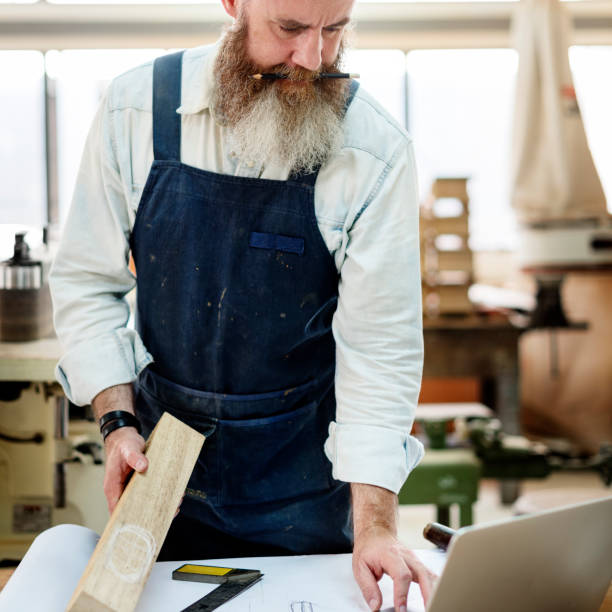 istock Carpenter Craftsman Handicraft Wooden Workshop Concept 814804354