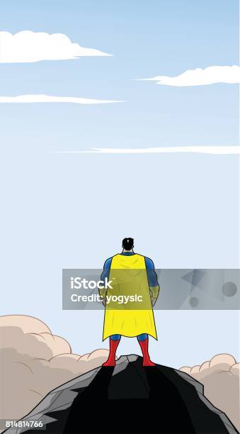 Superhero Backdraft Example Vector Superhero Back View With Cape And Copy Space Stock Illustration ...