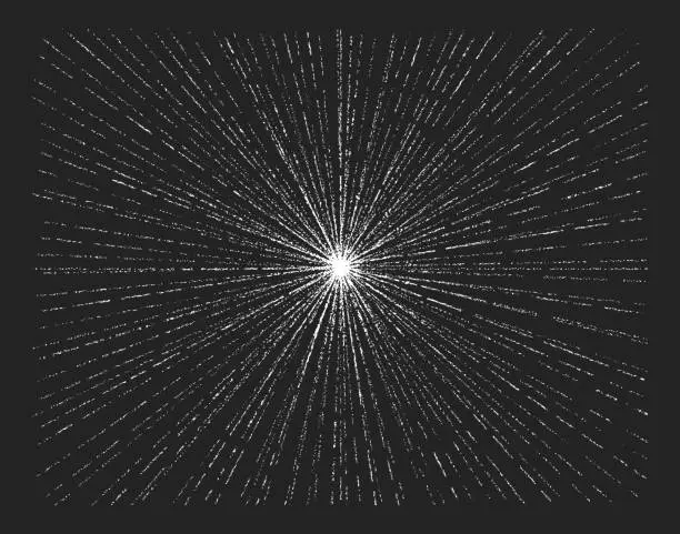 Vector illustration of Light rays, sunburst, starburst. Hand drawn chalk vector