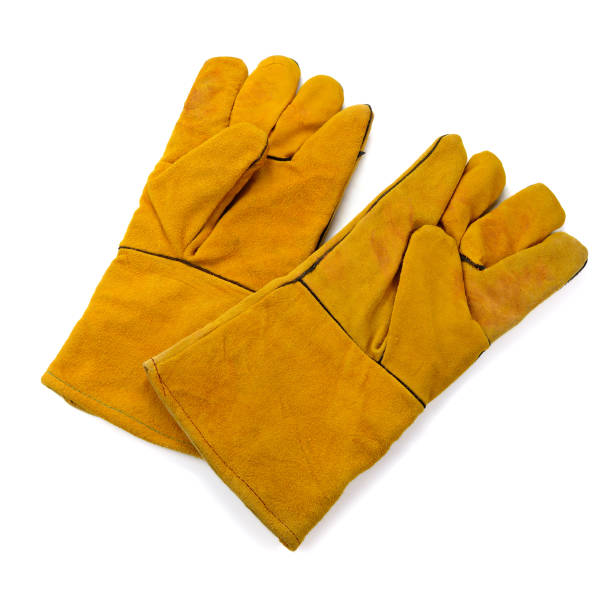 istock Pair of work gloves isolated on white background 814874236