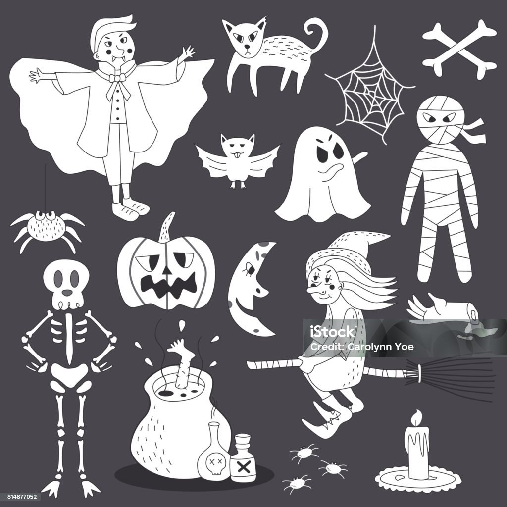 Dễ Thương Doodle Halloween Ghost Line Art Vector Bộ Minh Họa Hình ...