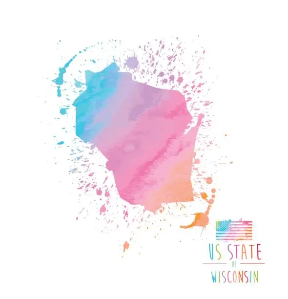 Vector illustration of Wisconsin State Watercolor Splash