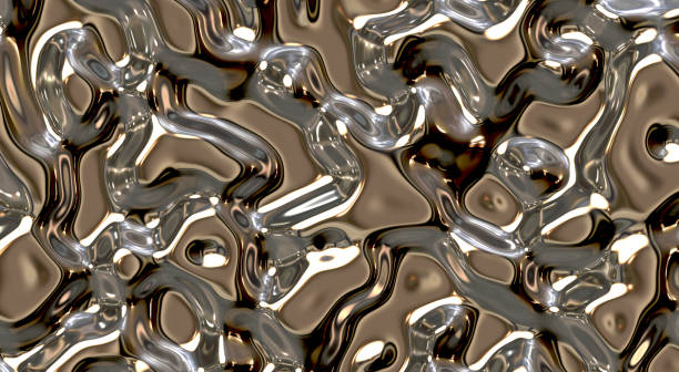 Liquid Metal Seamless Background Texture Reflect and ripple metallic seamless background textures. Shining Melt of fluid chrome surface. melting metal stock pictures, royalty-free photos & images
