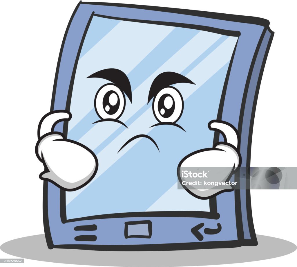 Angry Tablet Angry Tablet Character Cartoon Style Vector Illustration Stock ...