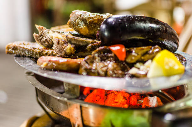 Traditional Argentine parillada barbecue meat