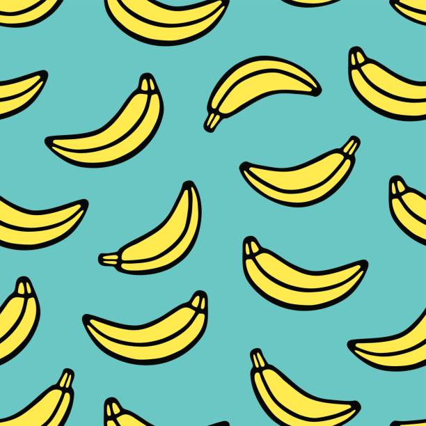 Hand drawing banana. Seamless vector pattern in sketch style Hand drawing banana. Seamless vector pattern in sketch style banana patterns stock illustrations