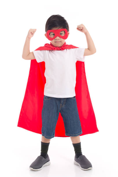 Asian child in in Superhero's costume