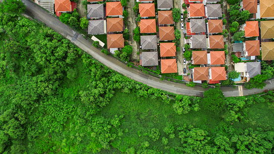 aerial view of home village in good environmental