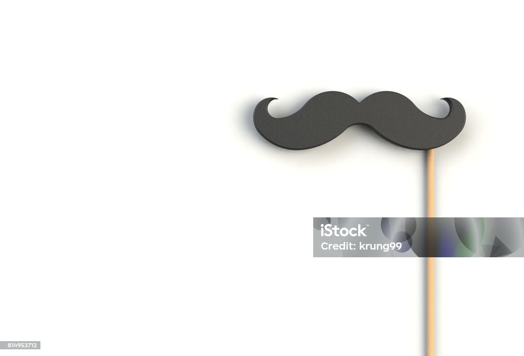 Fake black mustache on white background, 3D rendering Mustache Stock Photo