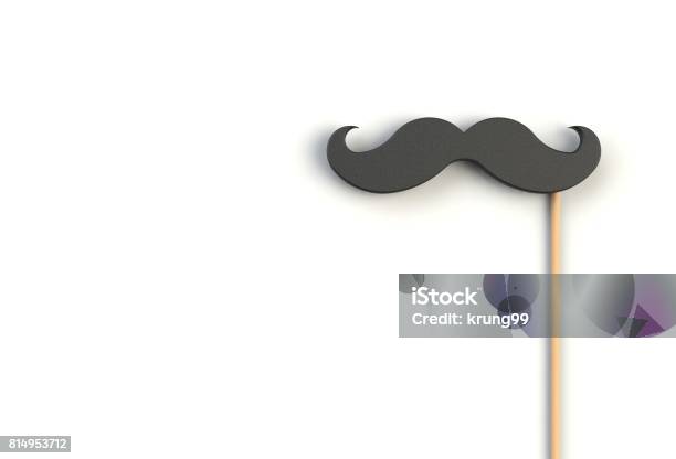 Fake Black Mustache On White Background 3d Rendering Stock Photo - Download Image Now