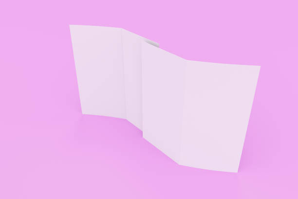 istock Blank white two fold brochure mockup on violet background 814956274