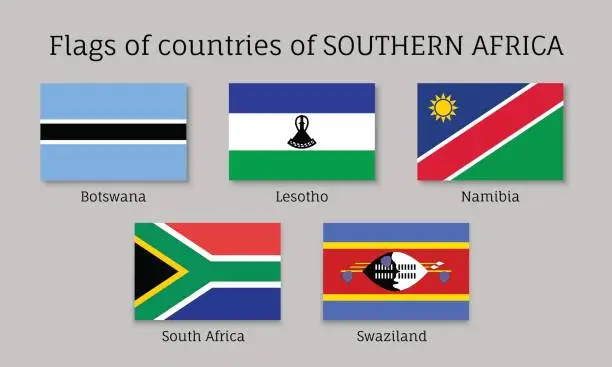 Vector illustration of Southern Africa flat flag set