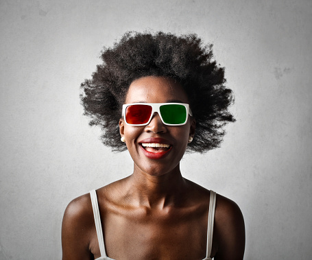 black woman girl with 3D glasses