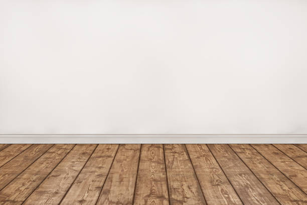 istock Empty wood floor and White wall room. 3D illustration 814980070