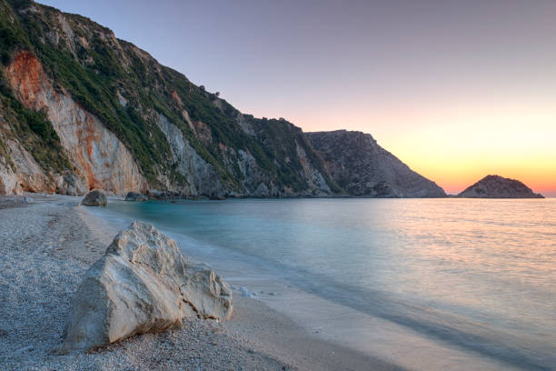 Petani beach, Kefalonia, Greece Petani Beach (also spelled Petanoi) is situated in the North West of the Paliki, in Kefalonia, Greece. lixouri stock pictures, royalty-free photos & images