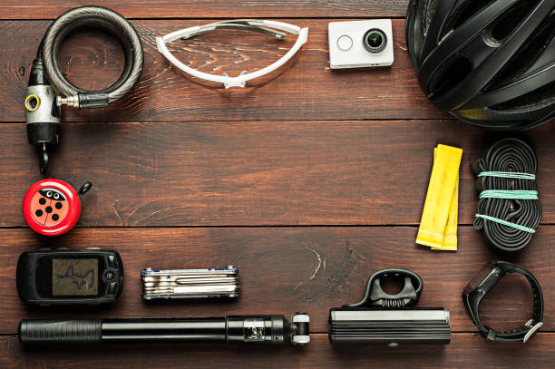 istock old used cycling accessories on wooden table 814989316