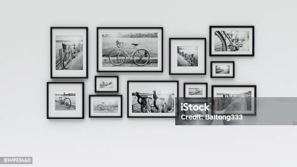 Photo Frame On Wall Pic Bicycle Stock Photo - Download Image Now - Art Museum, Frame - Border, Wall - Building Feature