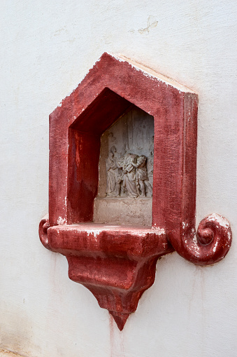 Wall relief, Exterior Mission San Xavier del Bac, Arizona, USA