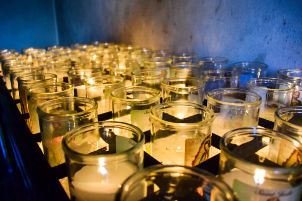 Mission San Xavier Del Bac, Arizona, USA Lit candles, Mission San Xavier del Bac, Arizona, USA tucson christmas stock pictures, royalty-free photos & images