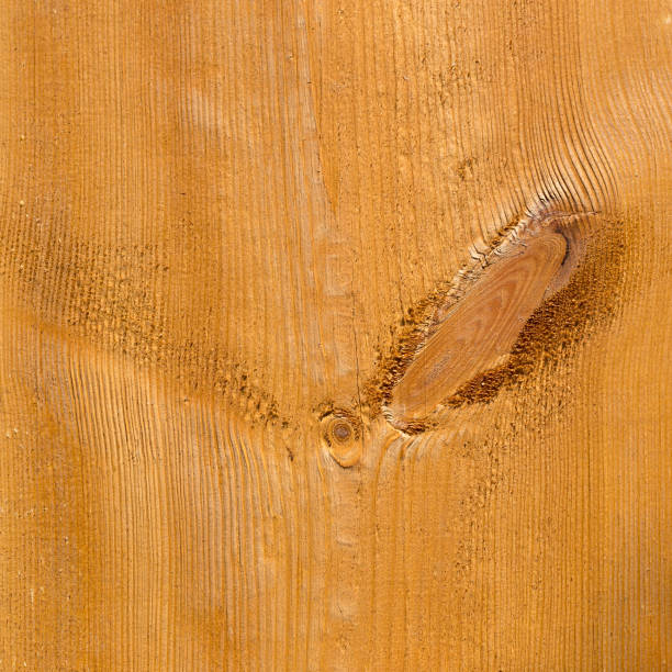 istock Part of uncolored rough wooden plank with knots. 815011734