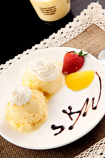 Bowl of vanilla ice cream