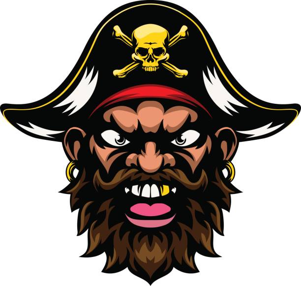 pirat maskotka - sailor people personal accessory hat stock illustrations
