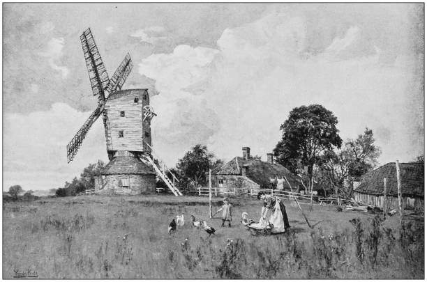 istock Antique photo of paintings: Windmill 815018770