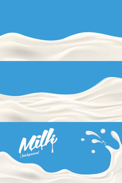 zestaw mleka lub jogurtu splash wektor realistyczna ilustracja do projektowania etykiet lub potrzeb reklamowych - wodna korona stock illustrations
