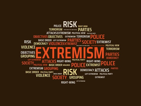 - EXTREMISM - image with words associated with the topic EXTREMISM, word, image, illustration