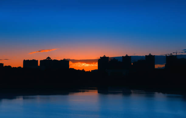 istock Night City Landscape With Lake 815043264