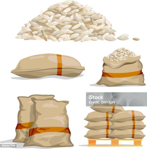 Ilustración de Diferentes Sacos De Arroz Blanco Ilustraciones De Vectores De Almacenamiento De Alimentos y más Vectores Libres de Derechos de Arroz - Comida básica