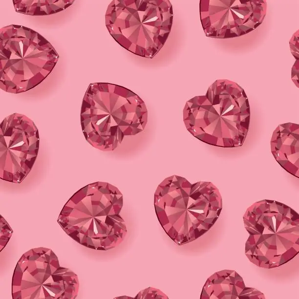 Vector illustration of Seamless Crystal Hearts Pattern