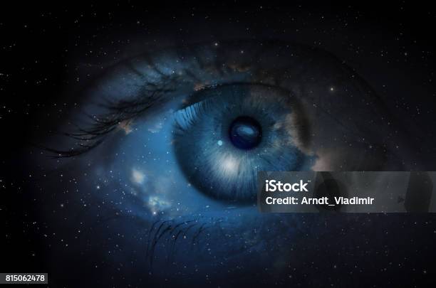 Space With Human Eye Stock Photo - Download Image Now - Eye, Spirituality, The Way Forward