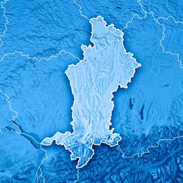 istock Schwaben Regierungsbezirk Bayern 3D Render Topographic Map Blue Border 815065296
