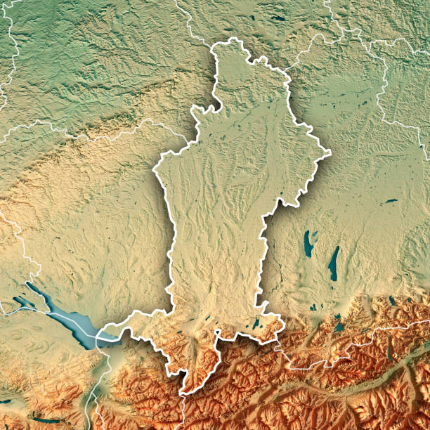istock Schwaben Regierungsbezirk Bayern 3D Render Topographic Map Border 815065542