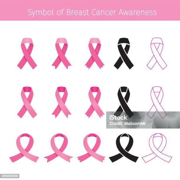 Pink Ribbon Symbol Breast Cancer Awareness Stock Illustration - Download Image Now - Social Awareness Symbol, Cancer - Illness, Tied Bow