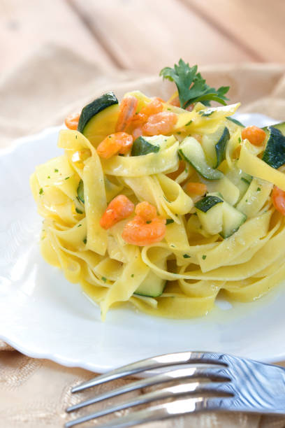 istock Pasta zucchini and shrimp 815084334