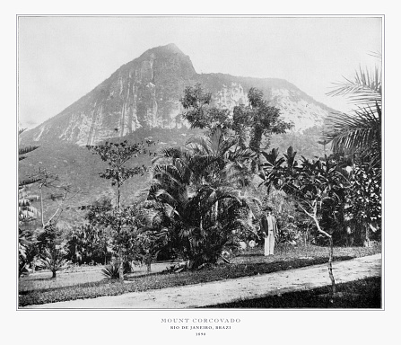 Antique Brazil Photograph: Mt. Corcovado, Rio De Janeiro, Brazil, 1893: Original edition from my own archives. Copyright has expired on this artwork. Digitally restored.