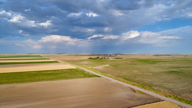 공중 보기에 농촌 네브라스카 풍경 - nebraska midwest usa farm prairie 뉴스 사진 이미지