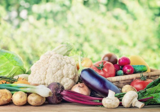 food backgrounds - table ingredient gardening agriculture imagens e fotografias de stock